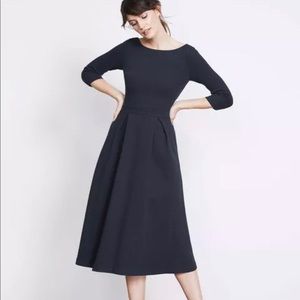 Boden Holly Navy Blue Midi 3/4 Sleeve Dress